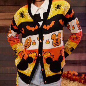 Disney Hot Topic Her Universe Halloween Cardigan Sweater Bats Mickey MED NWT